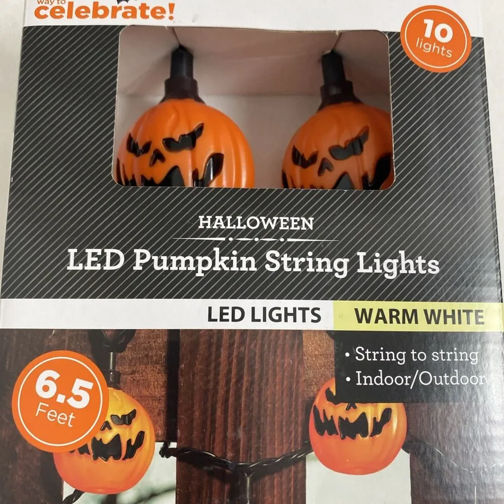 Halloween Led Pumpkin String Lights 2 Packs Indoor Outdoor Home Decore Holidays